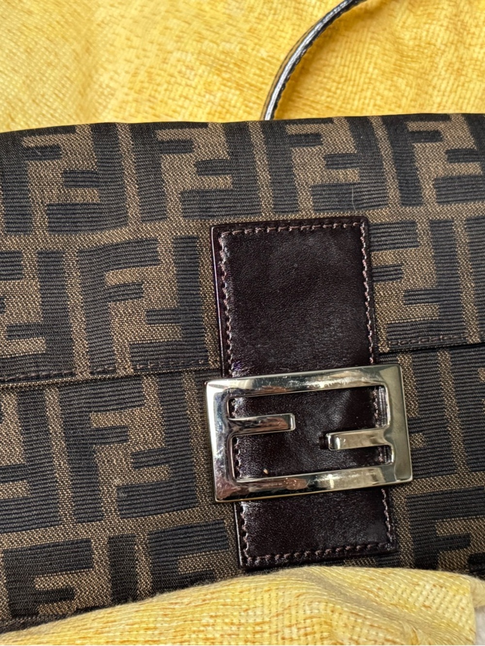 Fendi Brown Monogram Canvas Baguette Clutch with Silver Hardware - Picture 4 of 13